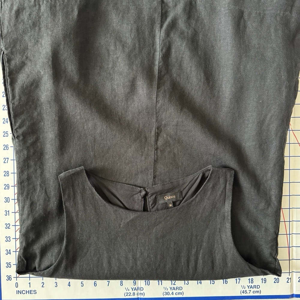 Quince Womens 100% European Linen Tank Mini Dress Black Medium Spring Summer - Picture 9 of 12